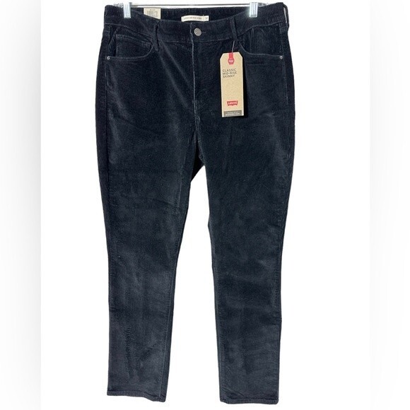 Levi’s  Strauss & Co Classic Mid-Rise Corduroy Skinny Jeans Black Size W32 L30. - Picture 1 of 11